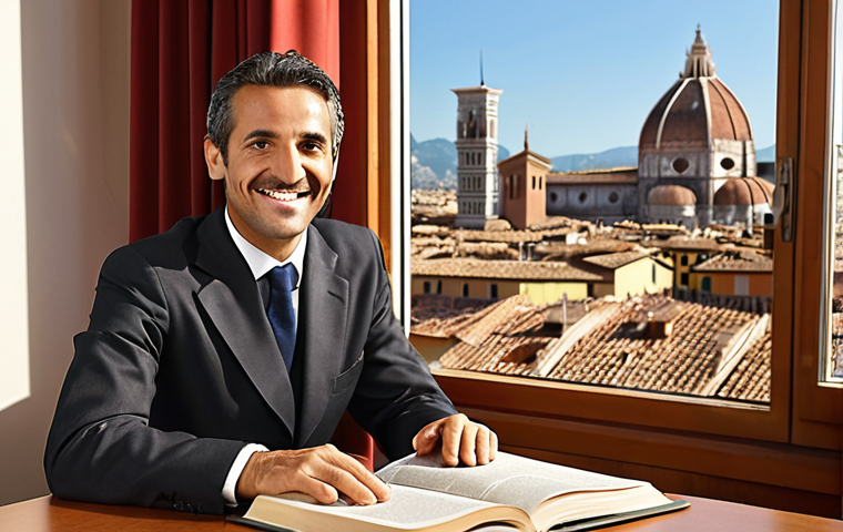 **Image Prompt:** A friendly Italian labor lawyer sitting at a tidy desk, explaining legal options with a warm smile. Open legal books are in the background, and a sunny Italian cityscape is visible through the window.