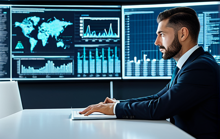 A focused professional male legal consultant, of Italian appearance, in a sharp, modest business suit, seated at a sleek modern desk in a high-tech office. He is looking at a large holographic display showing complex legal data visualizations and cybersecurity symbols, representing legal tech and data protection. The background features blurred city lights and clean architectural lines. The scene is bright and professional, emphasizing expertise and innovation. The subject maintains a natural pose with perfect anatomy, correct proportions, well-formed hands, and proper finger count. Fully clothed, appropriate attire, safe for work, professional, family-friendly, high quality, professional photography.