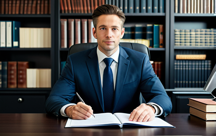 법률 자문가 직무 설명 - **

"A professional legal consultant, fully clothed in a tailored business suit, sitting at a desk w...