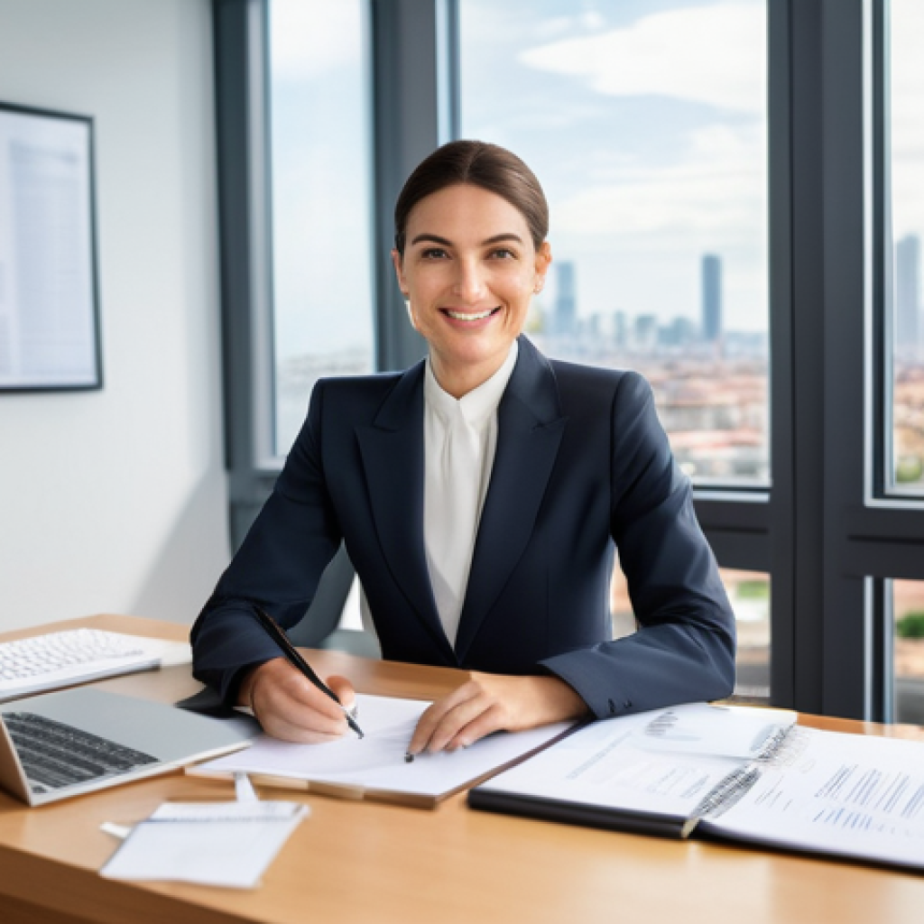 법률 자문가의 법적 문서 처리법 - **Prompt:** A highly organized and efficient Italian female lawyer in her late 30s, dressed in a sop...