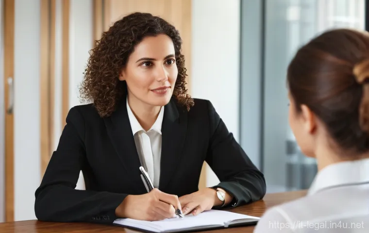 법률 자문가의 직무 역량 강화 - **Prompt:** A focused Italian lawyer, mid-career, with a sharp suit, sitting at a sleek, modern desk...