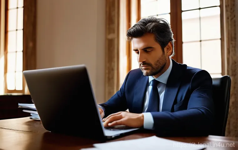 법률 자문가의 업무 집중력 향상 - **Prompt:** A sharp, focused Italian lawyer, mid-career, with a determined yet serene expression, is...