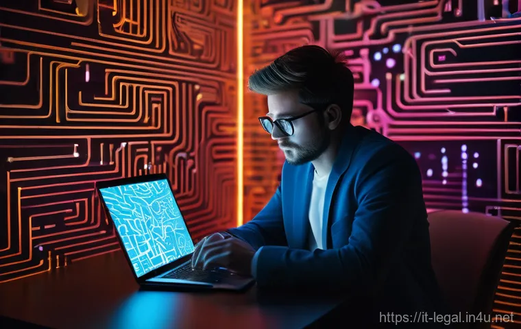 법률 자문가의 법적 상담 사례 공유 - **The Digital Contract Maze**
    A young adult (male or female, dressed in contemporary smart-casua...