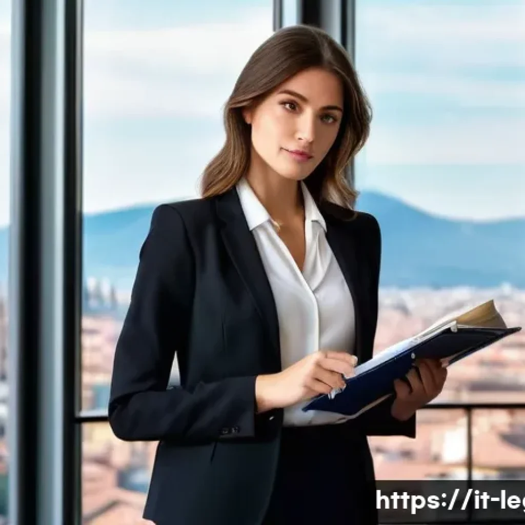 법률자문가의 커리어 로드맵 - **Prompt:** A young, smartly dressed female lawyer in her late 20s stands confidently in a modern, s...