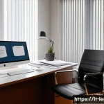 법률 자문가의 업무 기록법 - A modern Italian legal office interior with a professional lawyer organizing digital and paper docum...