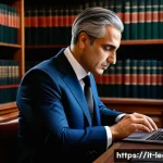 법률 자문가의 직무 책임 증대 방법 - A professional Italian lawyer in a modern office setting, dressed in formal business attire with a t...