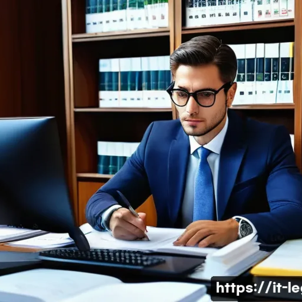 법률자문가의 업무 스킬 - A professional legal consultant in a modern Italian office, deeply focused on analyzing detailed leg...