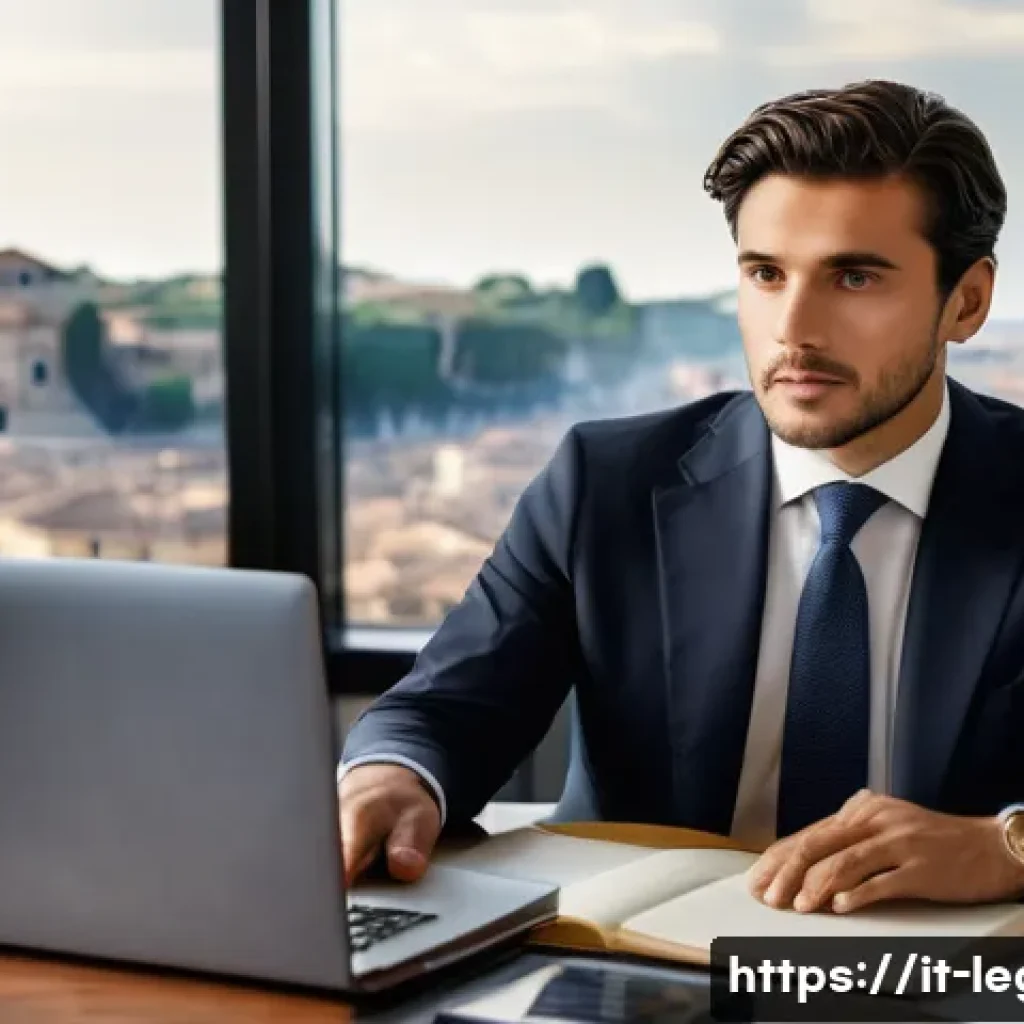 법률 자문가의 연봉과 자격 - A professional Italian legal consultant in a modern office environment, wearing business attire with...