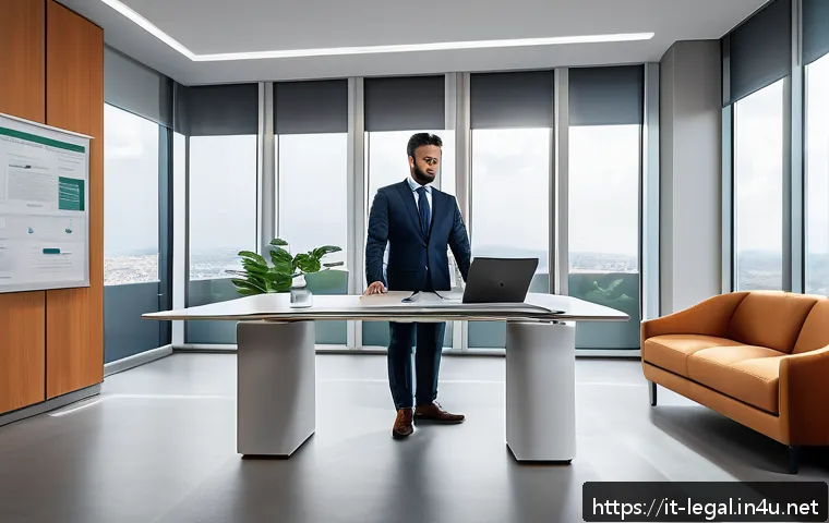 법률 자문가의 전문성 향상 방법 - A modern Italian law office interior featuring a professional lawyer using cloud-based legal managem...
