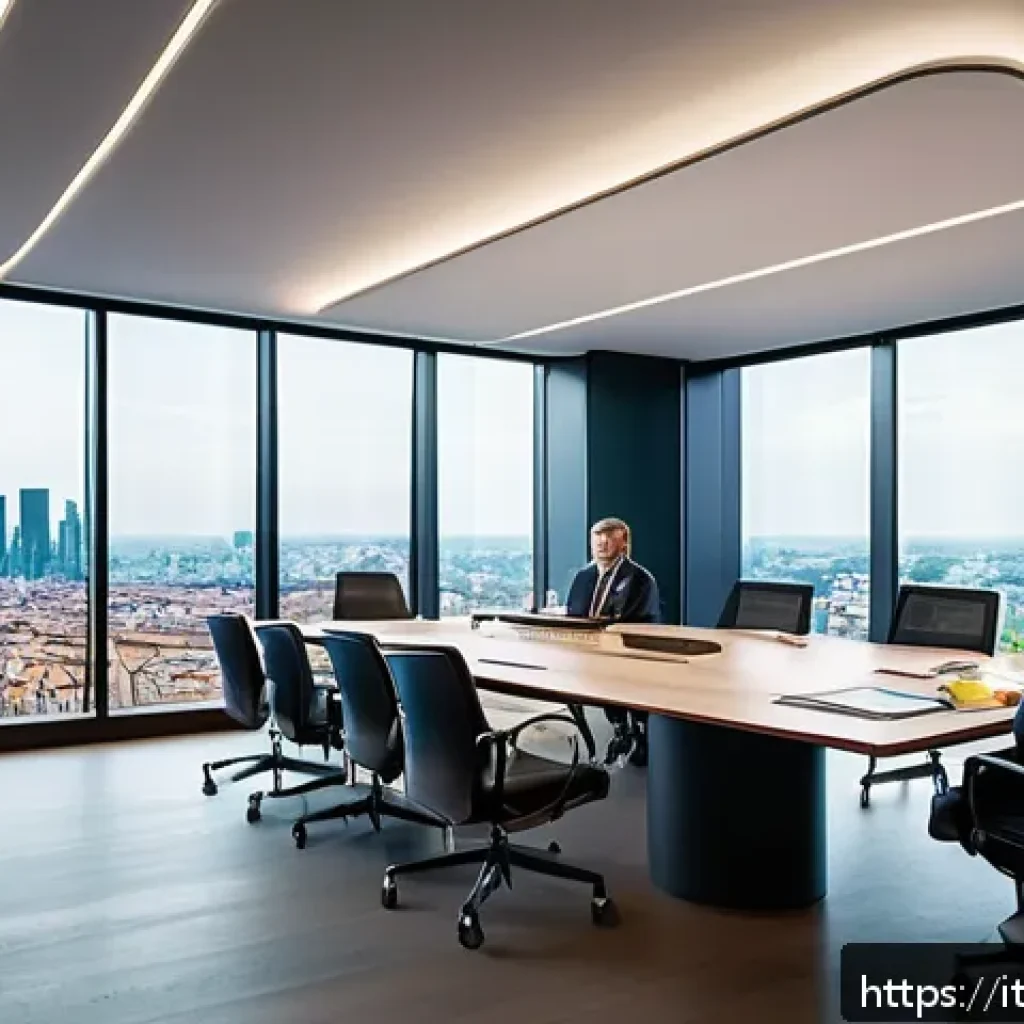 법률자문가의 법적 대응 전략 - A modern Italian legal consultancy office interior with a diverse team of professionals collaboratin...